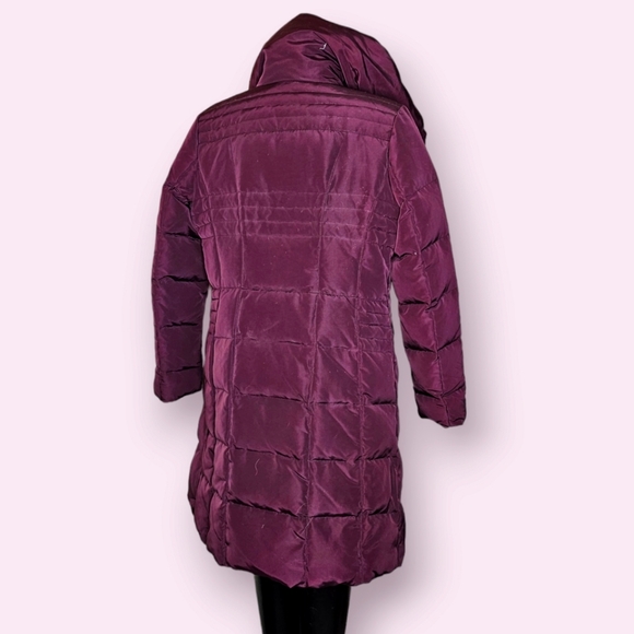 Kenneth Cole Plum Purple Feather Down Mid Trench Coat Jacket Parka Sz.M - Picture 2 of 9